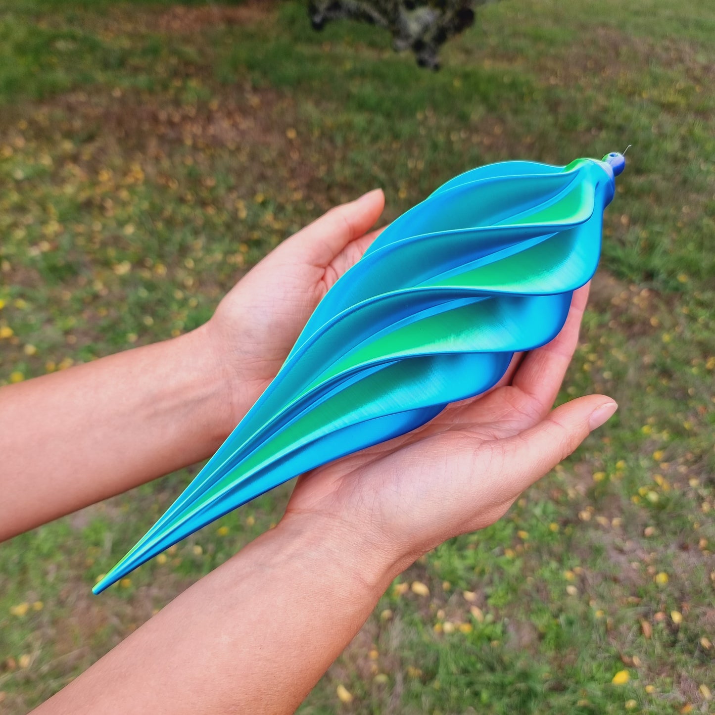 Medium Tall - Spiral Drop Spinner - Purple Yellow Blue - Garden Decoration - Length: 30cm/11.8"