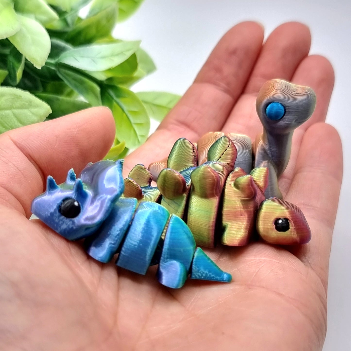 Dino Minis - 3D Printed - Articulated Multi Colored Fidget Dinosaur Toy - Kids Gifts