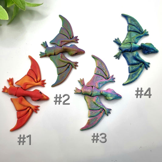 Pterodactyl Baby - 3D Printed - Articulated Multi Colored Fidget Toy - Cute Sensory Gift