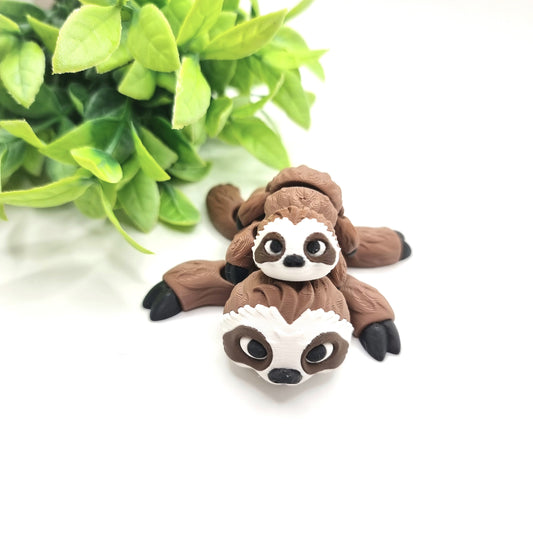 Sloth Mom and Baby - 3D Printed - Articulated Multi Colored Fidget Toy - Sweet Sensory Gift - Jungle