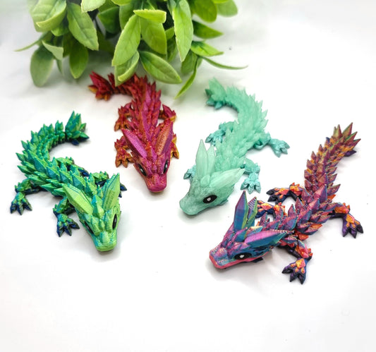 Micro Crystal Dragon - 3D Printed - Articulated Multi Colored Toy - Sensory Gift - Fantasy Creatures