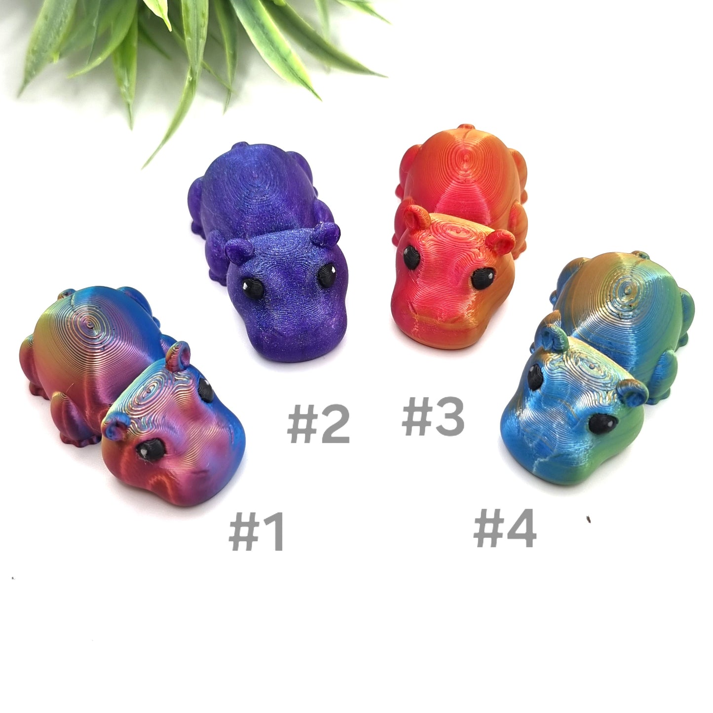 Hippo Baby - 3D Printed - Articulated Multi Colored Fidget Toy - Sensory Gifts