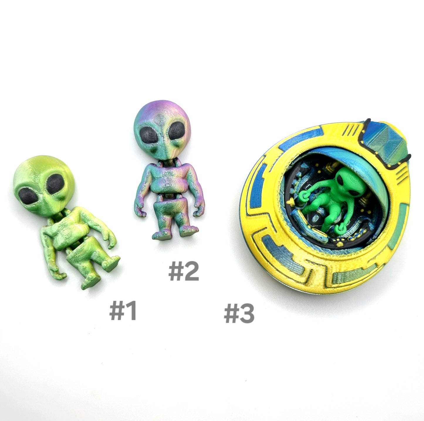 Alien Mini - 3D Printed - Articulated Multi Colored Fidget Toy - Sensory Gifts - Sci-Fi Spaceship - UFO toy - Sci-Fi Decor