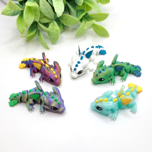 Baby Dragon - 3D Printed - Articulated Multi Colored Fidget Toy - Sensory Gifts - Fantasy Desk Toy - Dragon Fidget