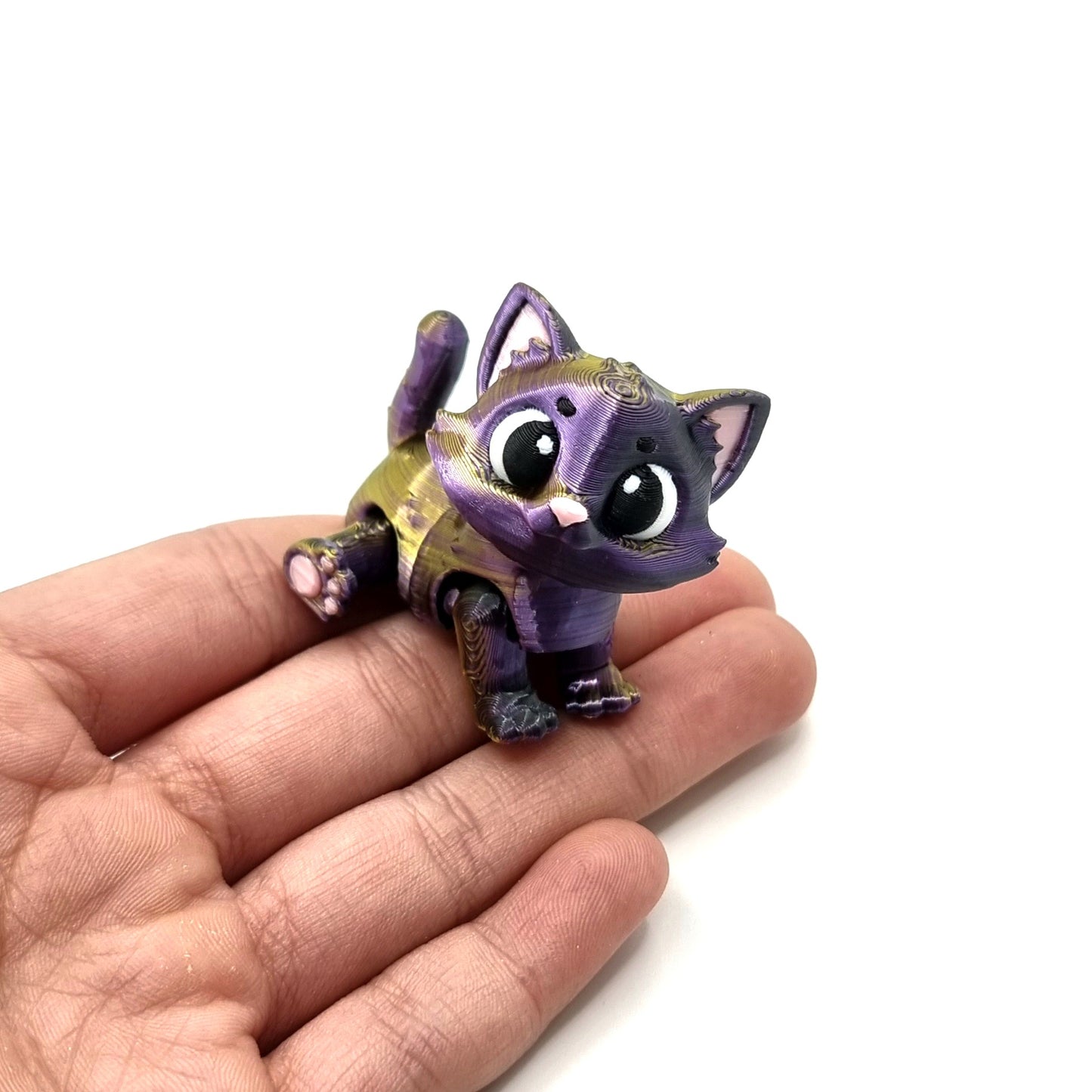 Cartoon Cat Mini - 3D Printed - Articulated Multi Colored Fidget Toy - Sensory Gifts - Pets