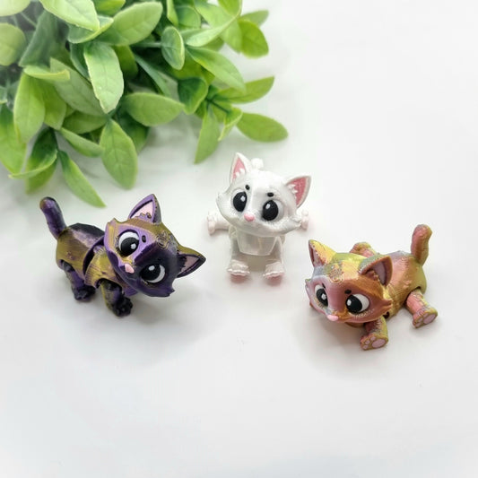 Cartoon Cat Mini - 3D Printed - Articulated Multi Colored Fidget Toy - Sensory Gifts - Pets