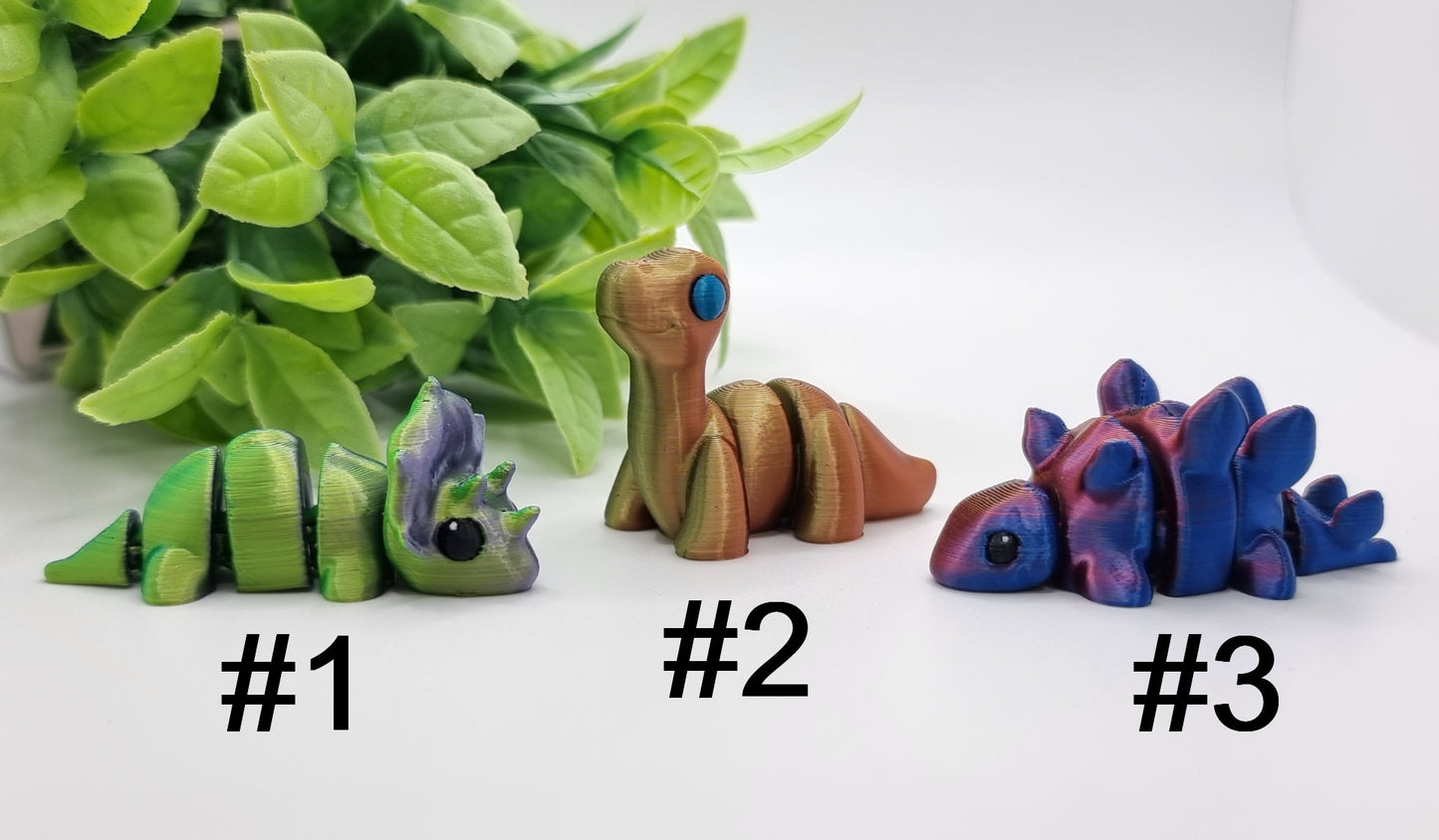 Dino Minis - 3D Printed - Articulated Multi Colored Fidget Dinosaur Toy - Kids Gifts