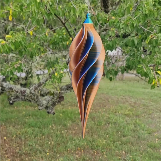 Medium Tall - Spiral Drop Spinner - Copper Blue Green - Garden Decoration - Length: 30cm/11.8"