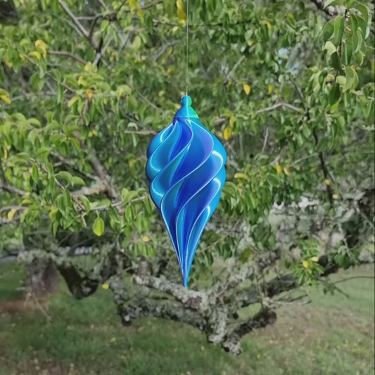 Small - Spiral Drop Spinner - Purple Yellow Blue - Garden Decoration - Length: 14cm/5.5"