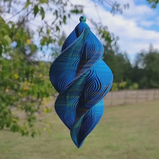 Small - Wave Pattern Spinner - Copper Blue Green - Length: 17cm/6.7"