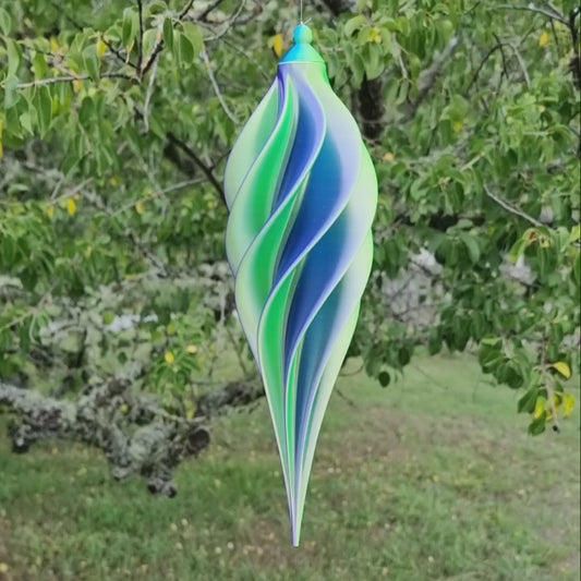 Medium Tall - Spiral Drop Spinner - Purple Yellow Blue - Garden Decoration - Length: 30cm/11.8"