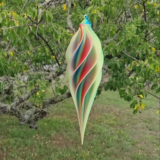 Medium Tall - Spiral Drop Spinner - Fuchsia Yellow Blue - Garden Decoration - Length: 30cm/11.8"