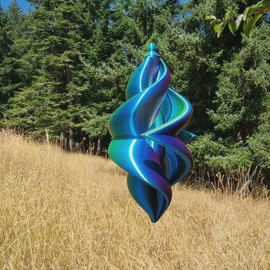 Small - Duality Wind Spinner - Fushia Yellow Blue - Length: 18cm/7"