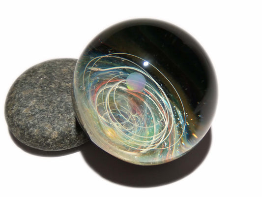 NEW! Paperweight - Glass Art - Ghost Planet - Opal - Galaxy - Universe - Blown Glass - Decor - Handmade Gift - Borosilicate - Gift for Him