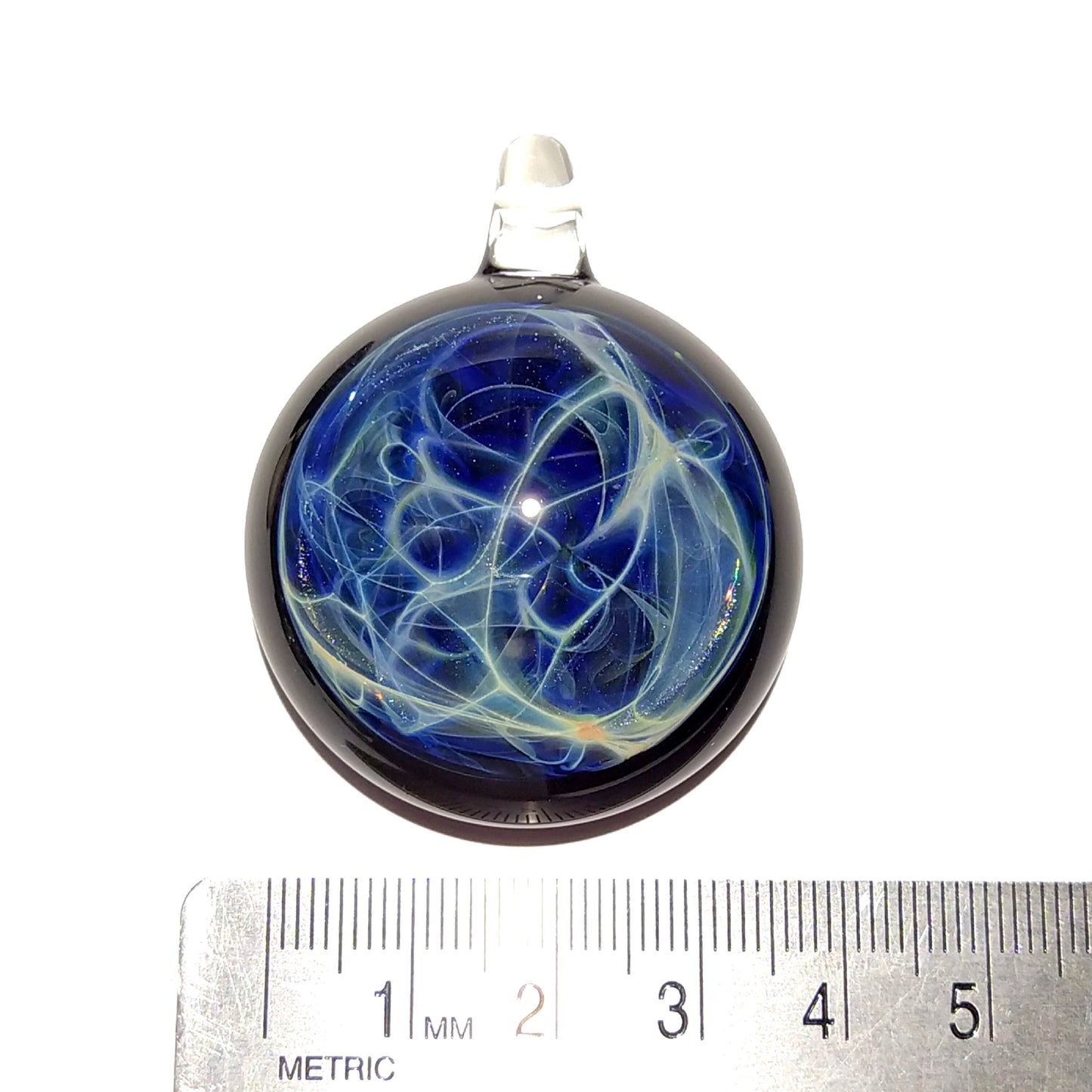 Aquatic Universe Pendant - Neuron Universe Filament Pattern - Hand Blown Glass Pendant - Glass Jewelry - Pure Silver - Free Shipping!