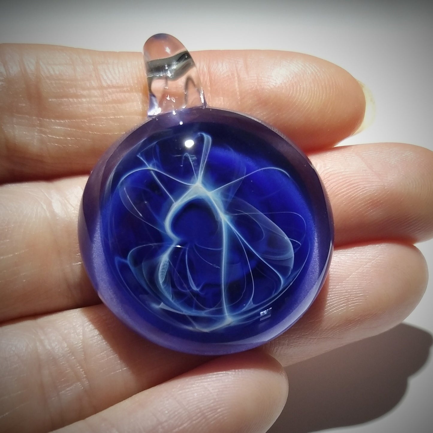 Blue Amethyst Web Pendant - Glass Pendant - Glass Art - Unique Bead - Blown Glass Jewelry - Glass Necklace - Boro Pendant -Universe Filament