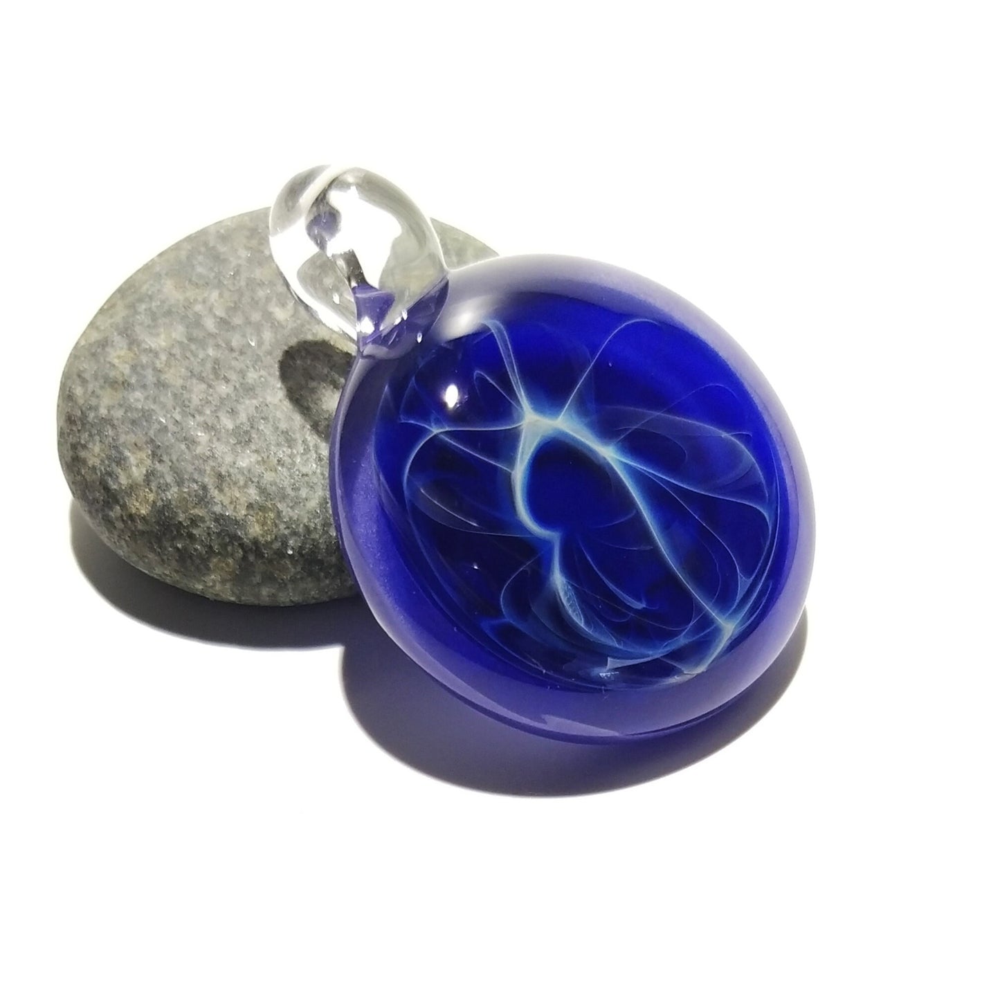 Blue Amethyst Web Pendant - Glass Pendant - Glass Art - Unique Bead - Blown Glass Jewelry - Glass Necklace - Boro Pendant -Universe Filament