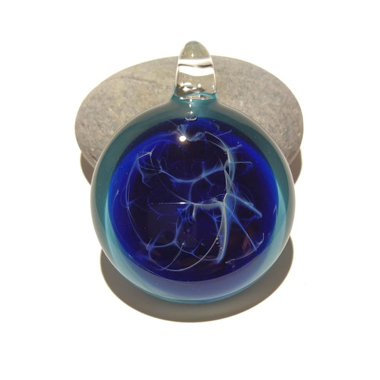 Glass Pendant - Uplifting Blue Pendant - Glass Art - Universe Bead - Blown Glass Jewelry - Glass Necklace - Boro Pendant - Universe Filament