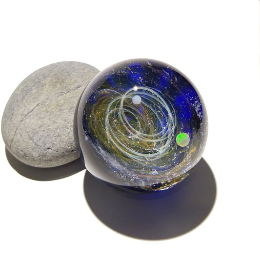 Paperweight/Marble - Black Opal - Glass Art - Galaxy - Universe - Blown Glass - Decor - Handmade Gift - One Of A Kind - Artist Signed