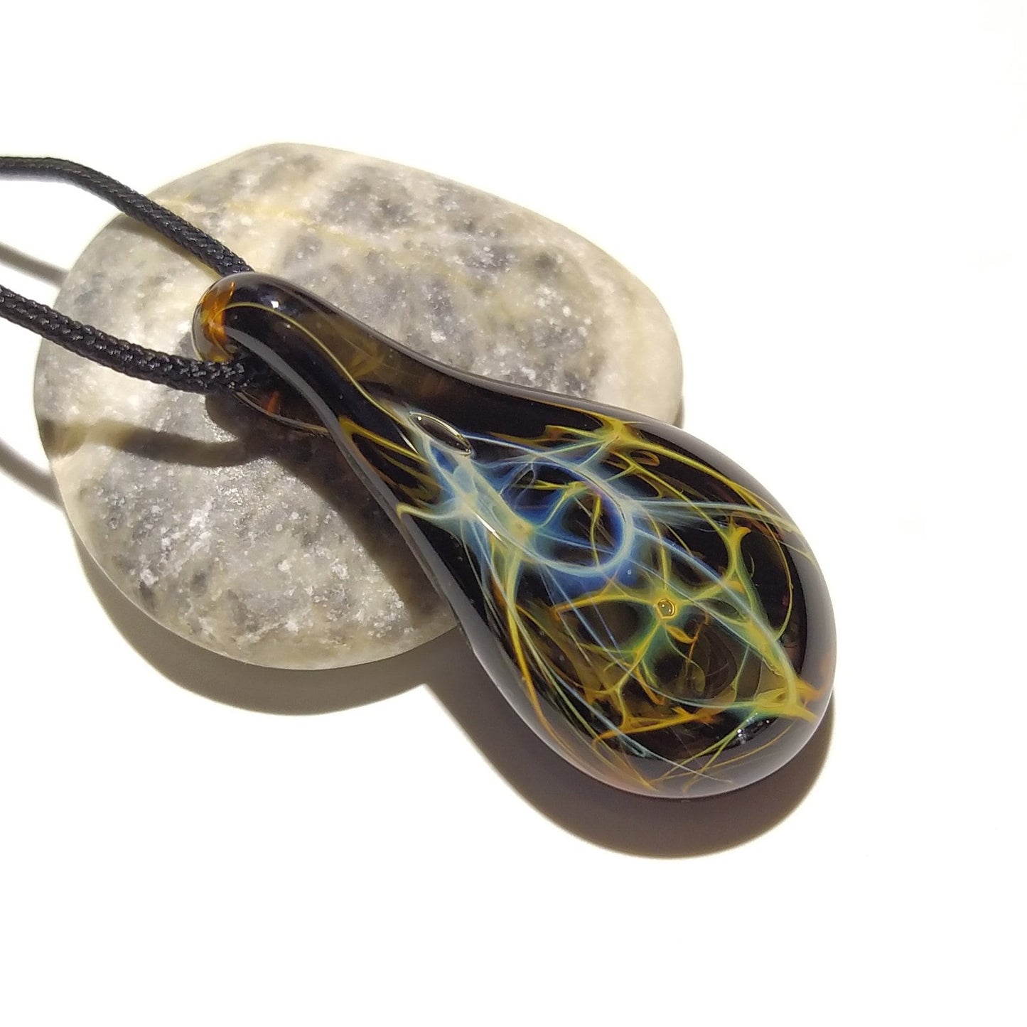 Glass Pendant - Dessert Raindrop Pendant - Glass Art - Unique Bead - Blown Glass Jewelry - Glass Necklace - Boro Pendant - Universe Filament
