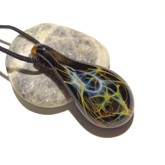 Glass Pendant - Dessert Raindrop Pendant - Glass Art - Unique Bead - Blown Glass Jewelry - Glass Necklace - Boro Pendant - Universe Filament