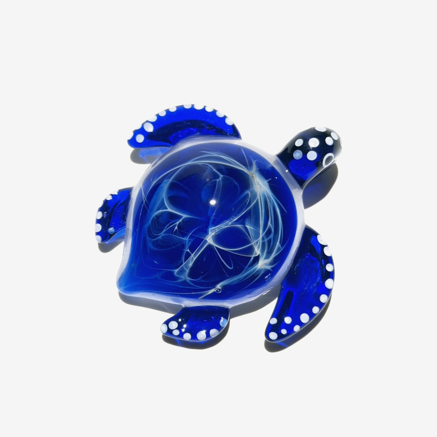 Blue Treasure Turtle Pendant - Glass Pendant - Glass Jewelry - Glass Art - Turtle - Blown Glass - Artist Signed - Details of Pure Silver