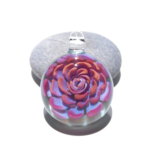 3D Rose Gold Pendant - Hand Blown Glass Pendant - Handcrafted Glass Art - Glass Necklace - Glass jewelry made with pure gold