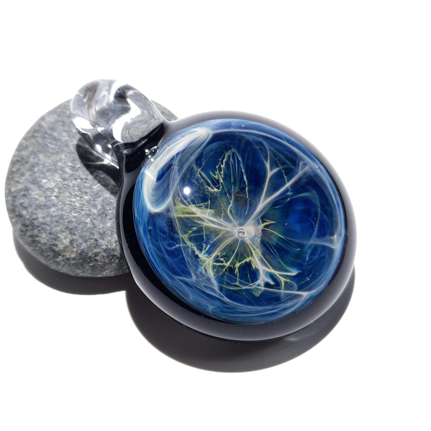 Mystical Space Pendant - Glass Pendant - Handcrafted Glass Necklace - Unique Glass Jewelry - Deatils of Pure SIlver - Free Shipping!