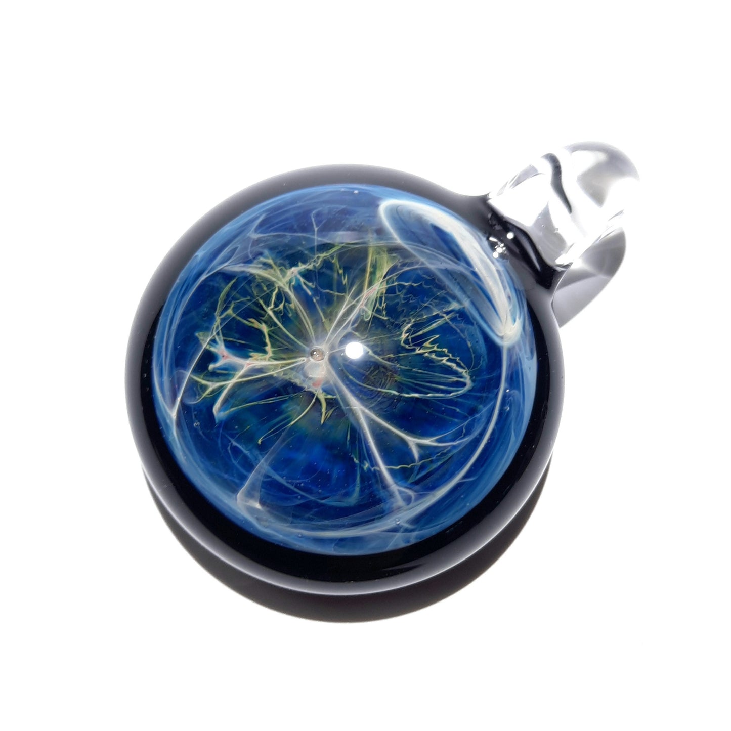 Mystical Space Pendant - Glass Pendant - Handcrafted Glass Necklace - Unique Glass Jewelry - Deatils of Pure SIlver - Free Shipping!