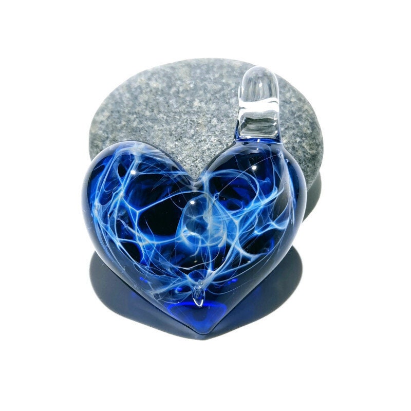 Glass Heart - Deep Space Heart Pendant - Glass Jewelry - Glass Art - Heart Pendant - Blown Glass - Heart Charm - Unique Bead