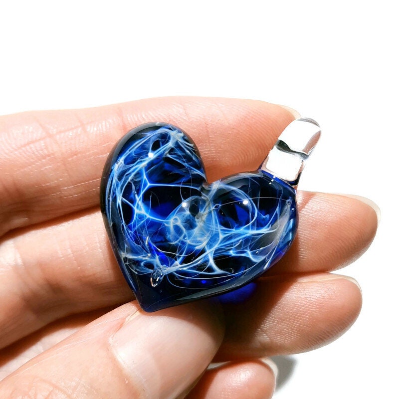 Glass Heart - Deep Space Heart Pendant - Glass Jewelry - Glass Art - Heart Pendant - Blown Glass - Heart Charm - Unique Bead