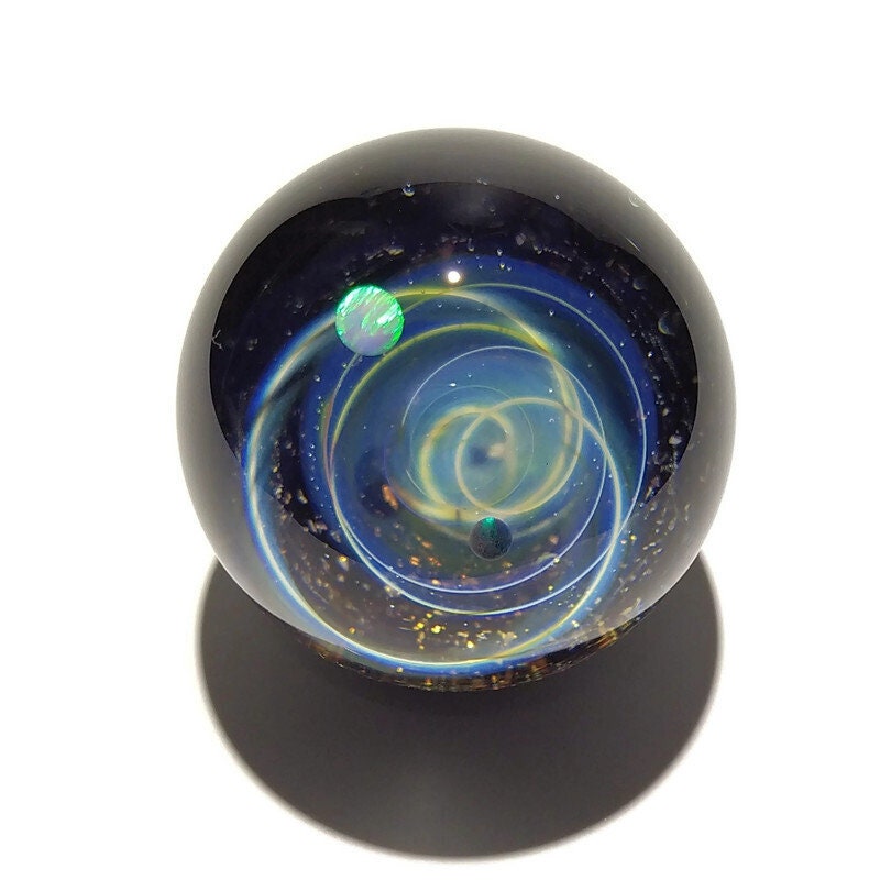 NEW! Paperweight -Glass Art -Bright Star Opal -Galaxy -Universe -Blown Glass -Home Decor -Handmade Gift -Borosilicate -Gift for Him -Science
