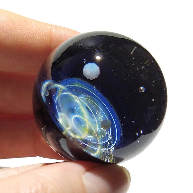 NEW! Paperweight -Glass Art -Bright Star Opal -Galaxy -Universe -Blown Glass -Home Decor -Handmade Gift -Borosilicate -Gift for Him -Science