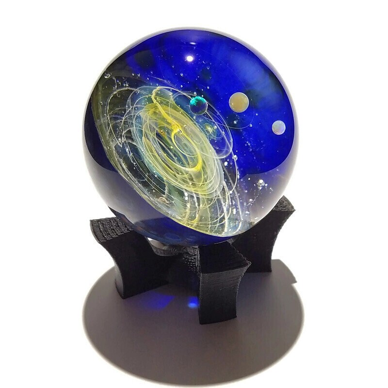 Large Size Galaxy Paperweight - Planetarium Gift - Cosmic Art glass - Three Opal Planets - A Galaxy in Glass - Blown Glass Space Marble