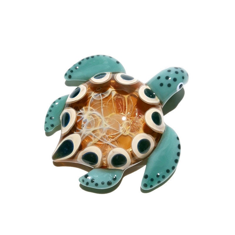 Blown Glass Turtle - Golden Waters Tribal - Pendant - Glass Art - Sea Turtle - Handmade - Unique Jewelry - Cute -Turtle Necklace -Gift Ideas