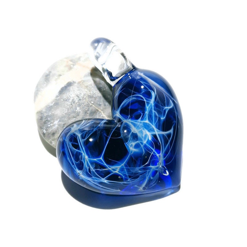 Glass Heart - Deep Space Heart Pendant - Glass Jewelry - Glass Art - Heart Pendant - Blown Glass - Heart Charm - Unique Bead