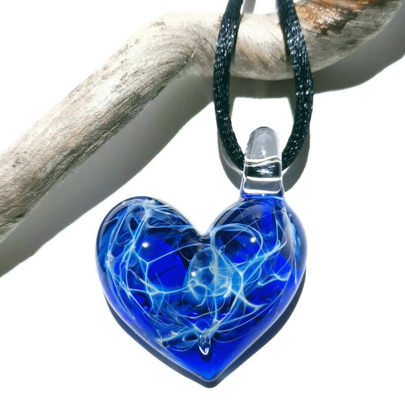 Glass Heart - Deep Space Heart Pendant - Glass Jewelry - Glass Art - Heart Pendant - Blown Glass - Heart Charm - Unique Bead