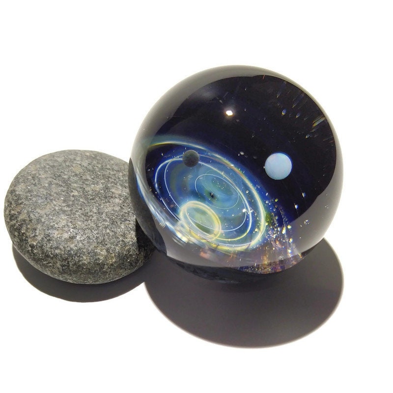 NEW! Paperweight -Glass Art -Bright Star Opal -Galaxy -Universe -Blown Glass -Home Decor -Handmade Gift -Borosilicate -Gift for Him -Science