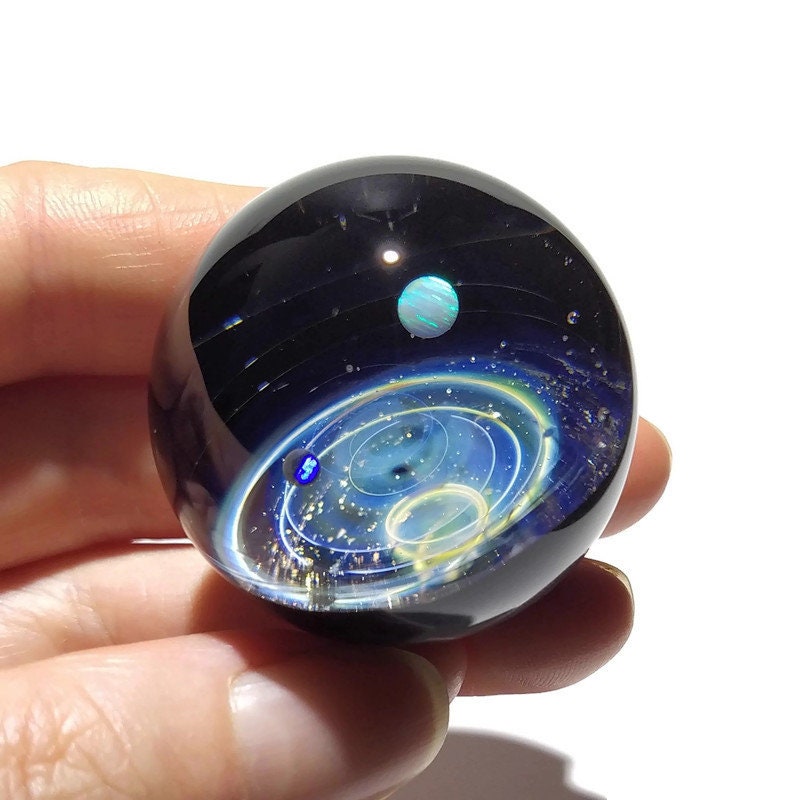 NEW! Paperweight -Glass Art -Bright Star Opal -Galaxy -Universe -Blown Glass -Home Decor -Handmade Gift -Borosilicate -Gift for Him -Science