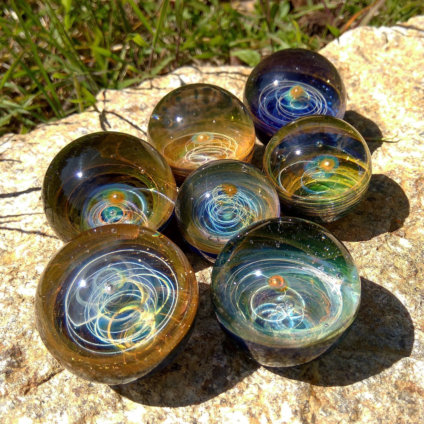 NEW! Paperweight -Glass Art -Bright Star Opal -Galaxy -Universe -Blown Glass -Home Decor -Handmade Gift -Borosilicate -Gift for Him -Science