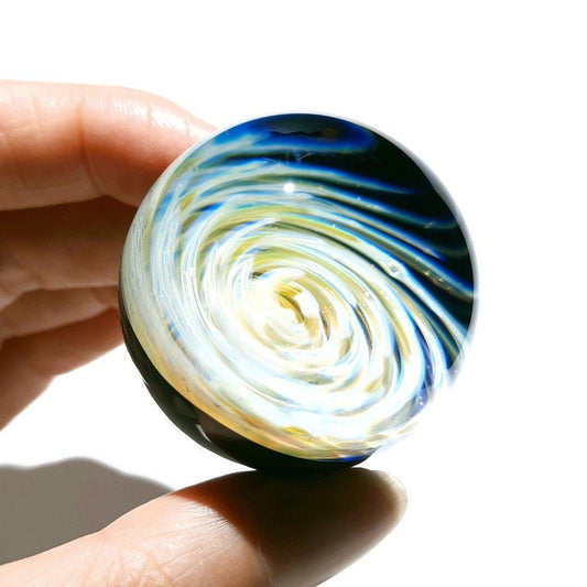 Marble - Orb - White Pearl Coral Sea Swirl - Glass Art - Spiral - Blown Glass - Home Decor - Handmade Gift - Ornaments - Desk Gift Ideas