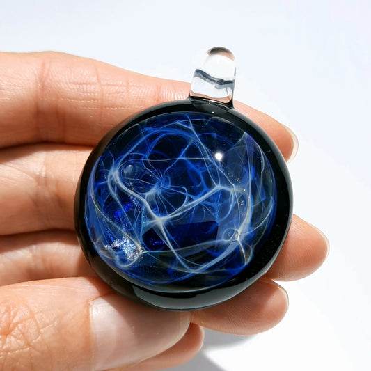 Earth Energy Pendant - Glass Art - Handmade Pendant - Borosilicate - Blown Glass Jewelry - Detailed Silver Work - Designer Glass jewelry