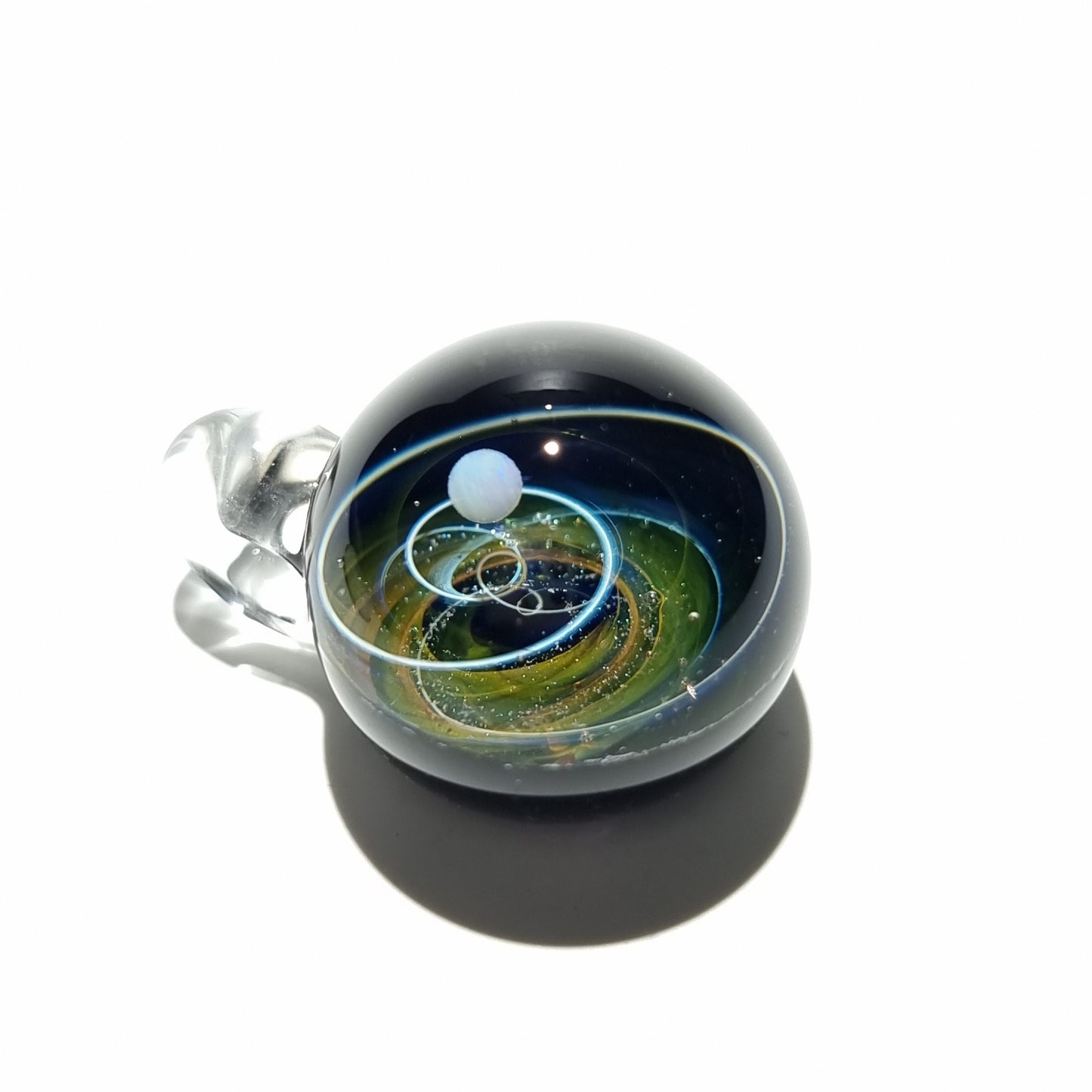 NEW! Blown Glass Pendant -Golden Gift -Infinite Stars -Opal -Space -Neurology Gift -Trending Art -Science Jewelry -Best Seller -Necklace