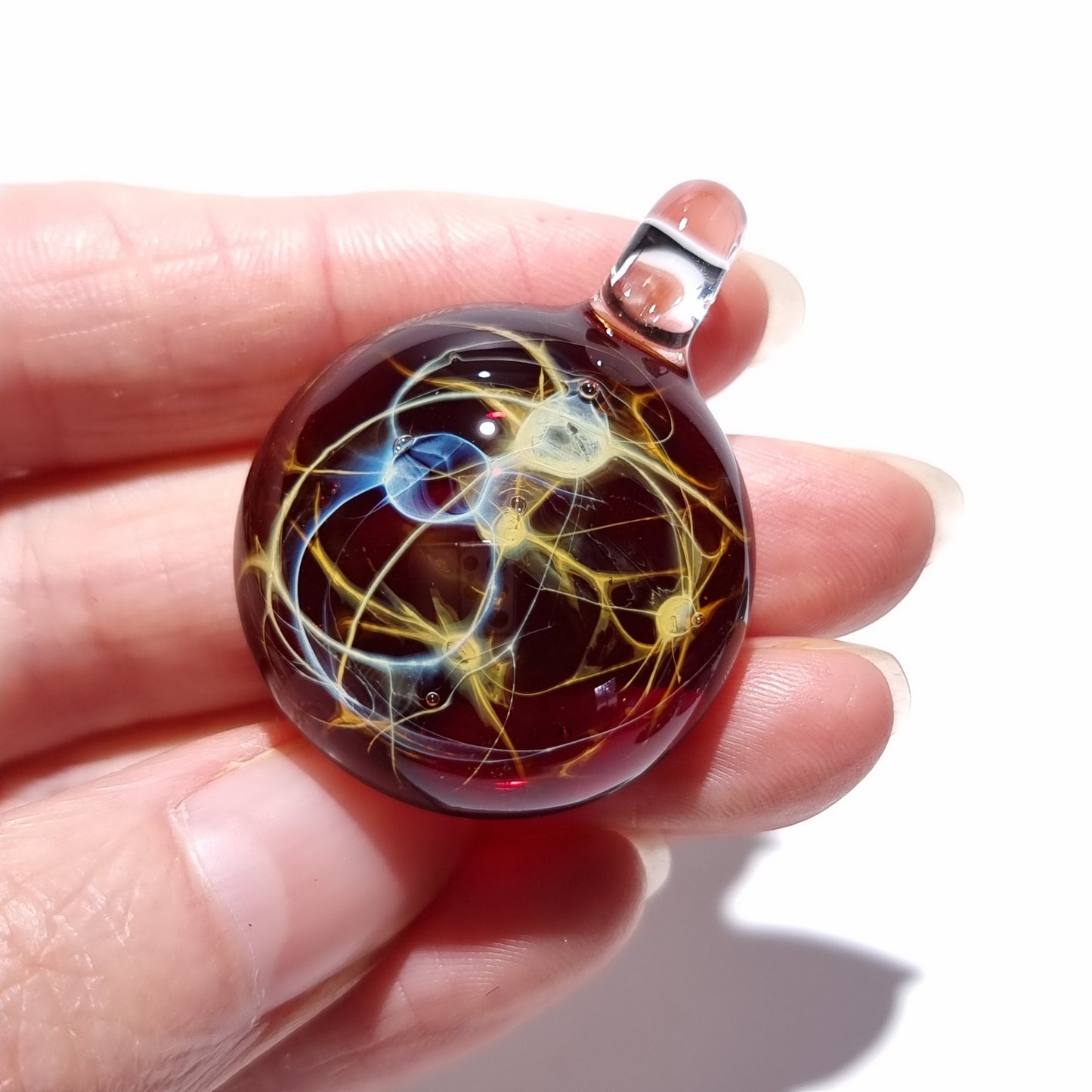 Glass Pendant - Fire Galaxy Pendant - Glass Art - Unique Bead - Blown Glass Jewelry - Glass Necklace - Boro Pendant - Universe Filament