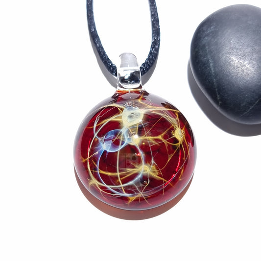 Glass Pendant - Fire Galaxy Pendant - Glass Art - Unique Bead - Blown Glass Jewelry - Glass Necklace - Boro Pendant - Universe Filament